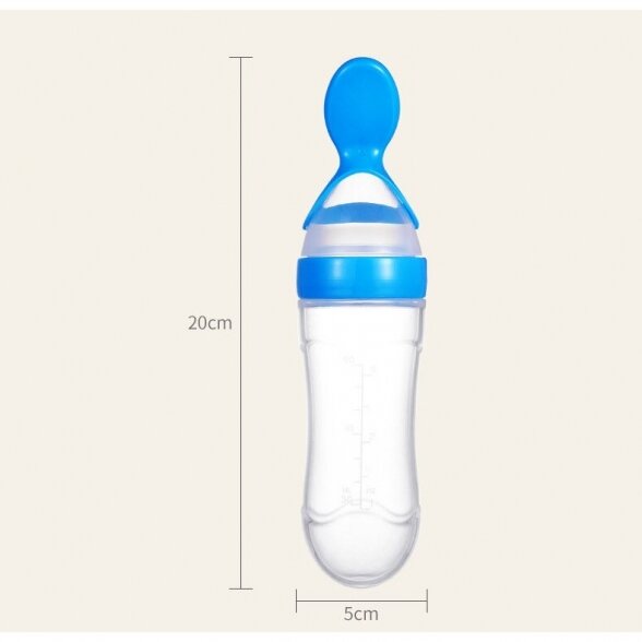 Kūdikių silikoninis buteliukas su šaukšteliu 3