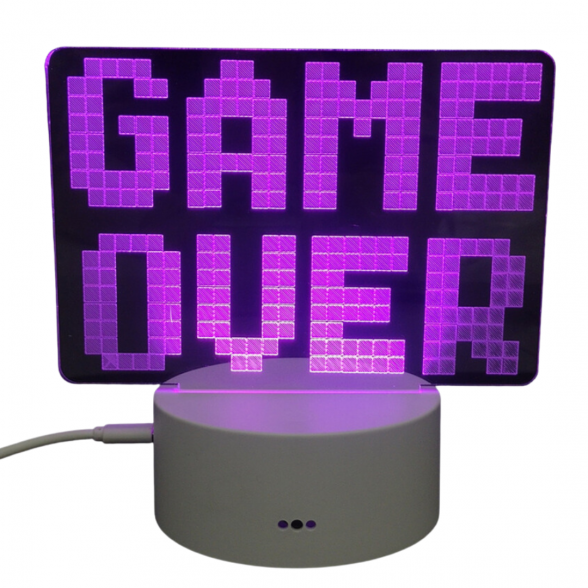 3D LED lempa "Game over"